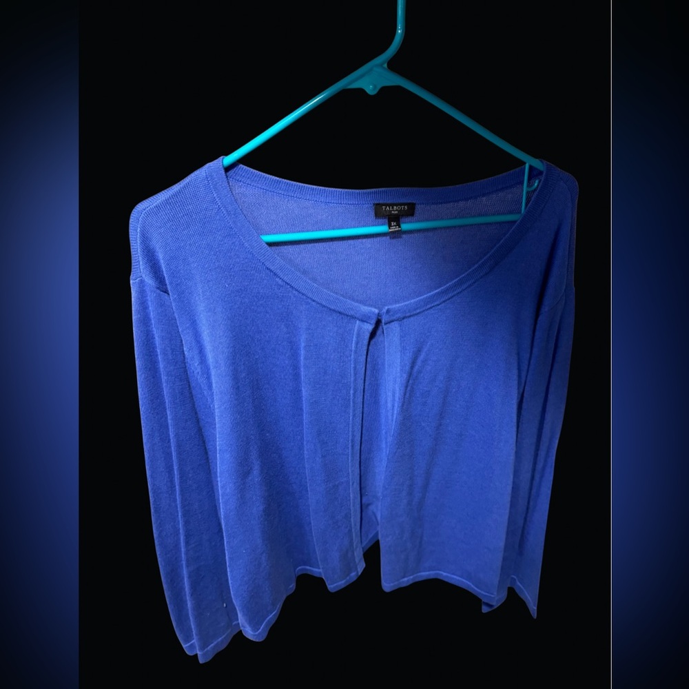 Talbots Size 3X Women's Blue Cropped Cardigan
